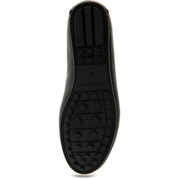 Aerosoles Womens Black Black Leather Closed Rounded Toe Over Drive Flats Loafer - Picture 4 of 7